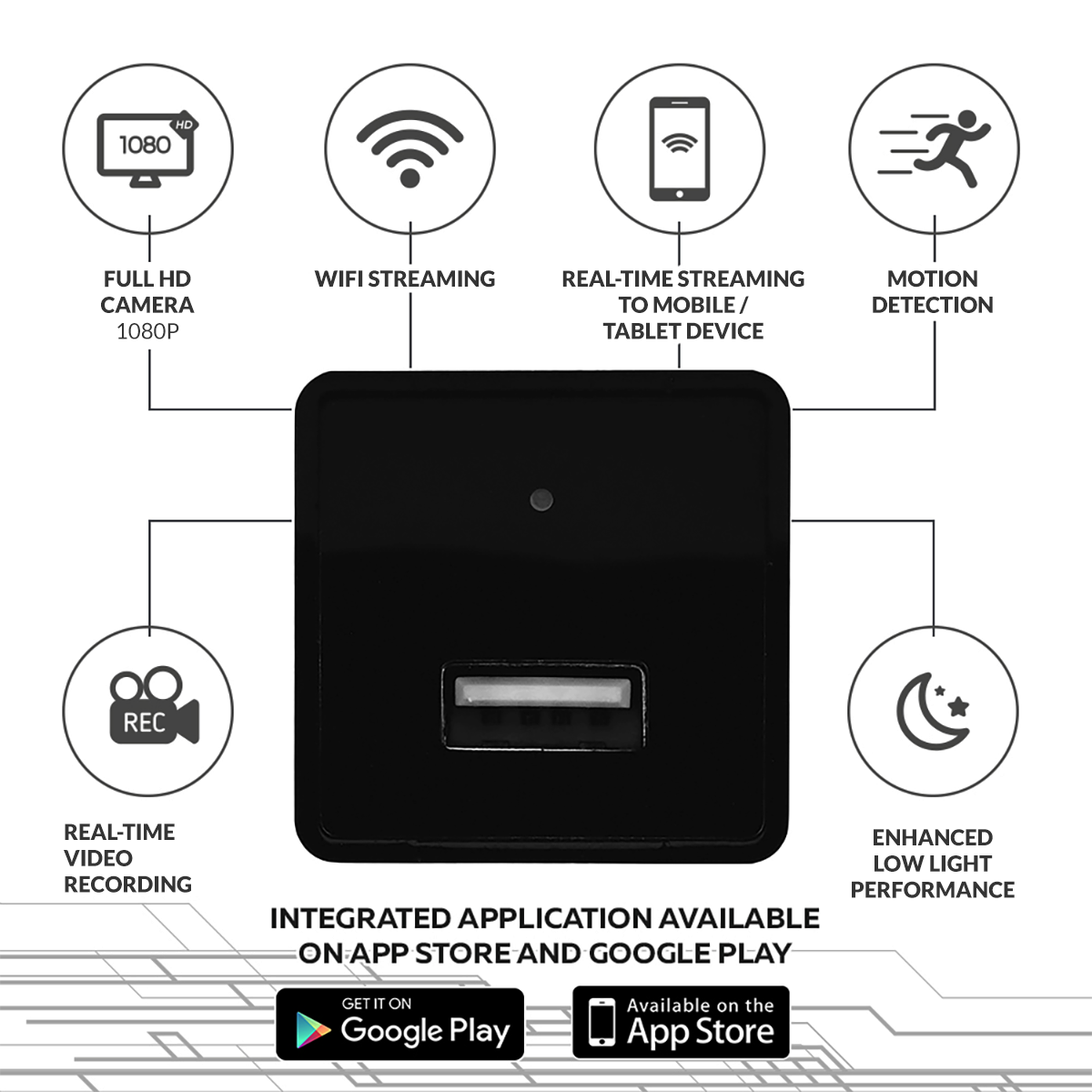 HD 1080P Security Camera USB Phone Charger